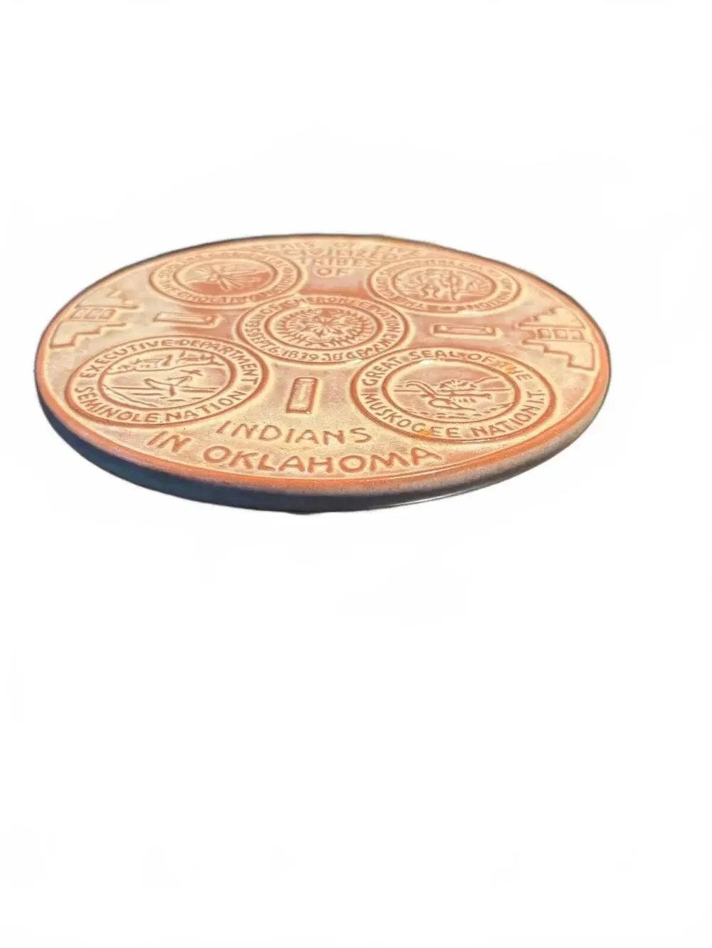 Frankoma Pottery Plate Featuring Seals of Five Civilized Tr.